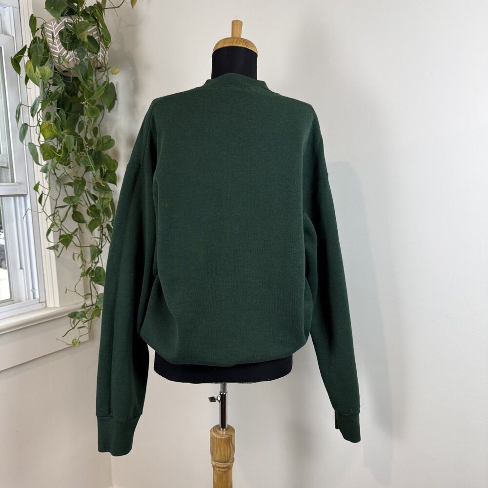 Vintage 90s Fruit of the Loom Panther Cougar Nature Graphic Sweatshirt Green - Picture 2 of 7